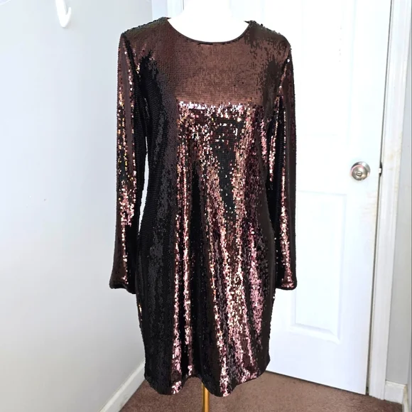 Banana Republic | Dresses | Banana Republic Large Chocolate Brown  Stretchsequin Mini Dress | Poshmark